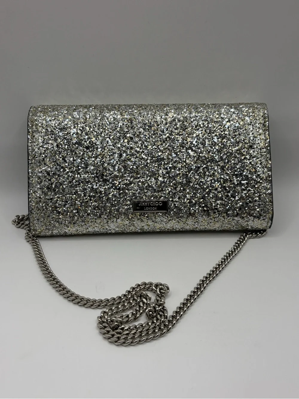 Jimmy Choo Glitter Madeline Wallet on Chain